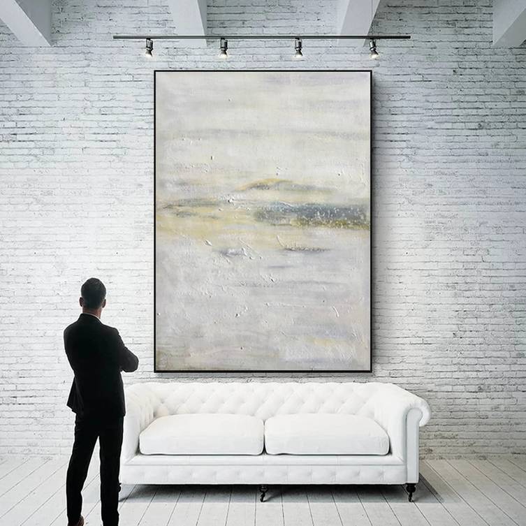 Yellow Handmade Abstract Painting Oversized Abstract Canvas Artwork N53O3
